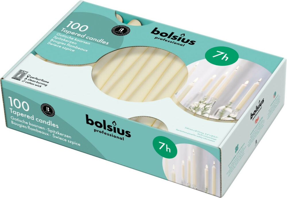 Tapered Candle (Box of 100) Ivory Professional