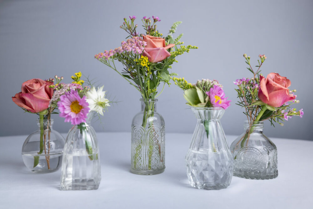 Decorative glass bud vases