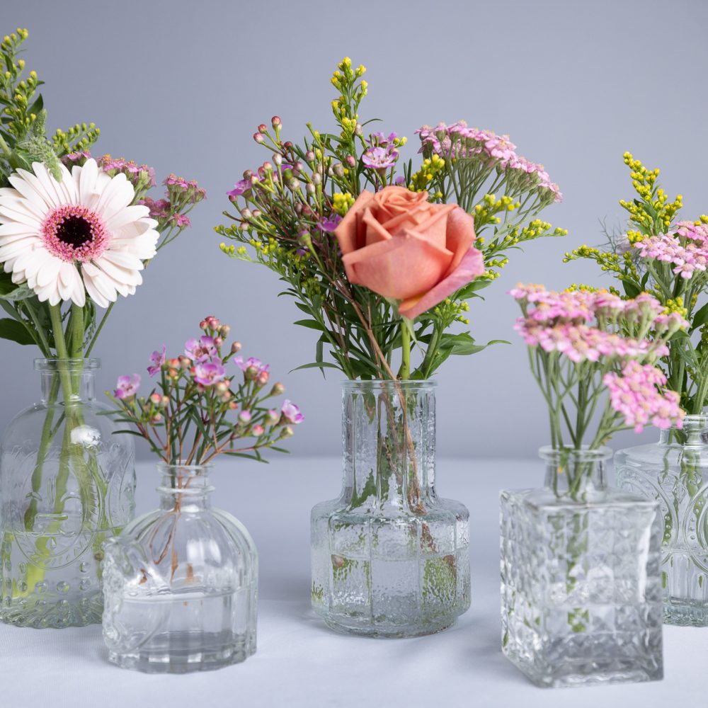 Decorative glass bud vases
