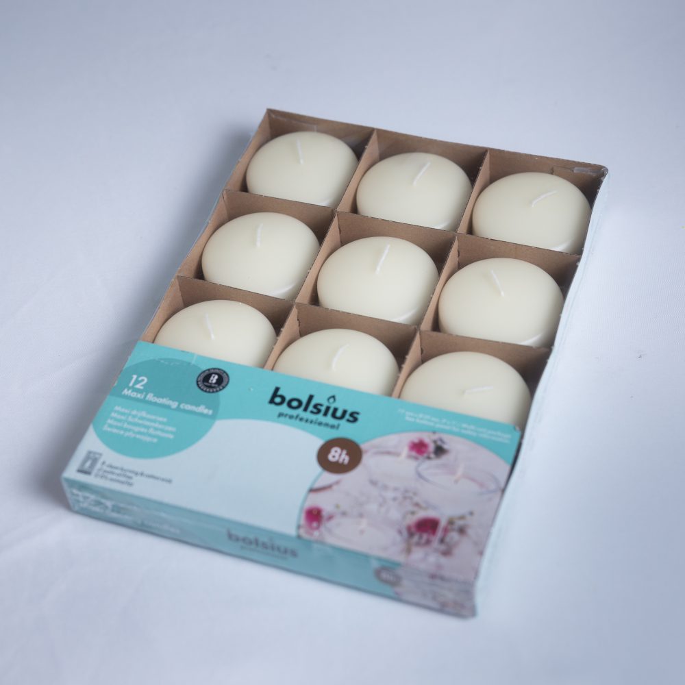 BOLSIUS Maxi Floating Candle 77/29mm (tray of 12) Ivory