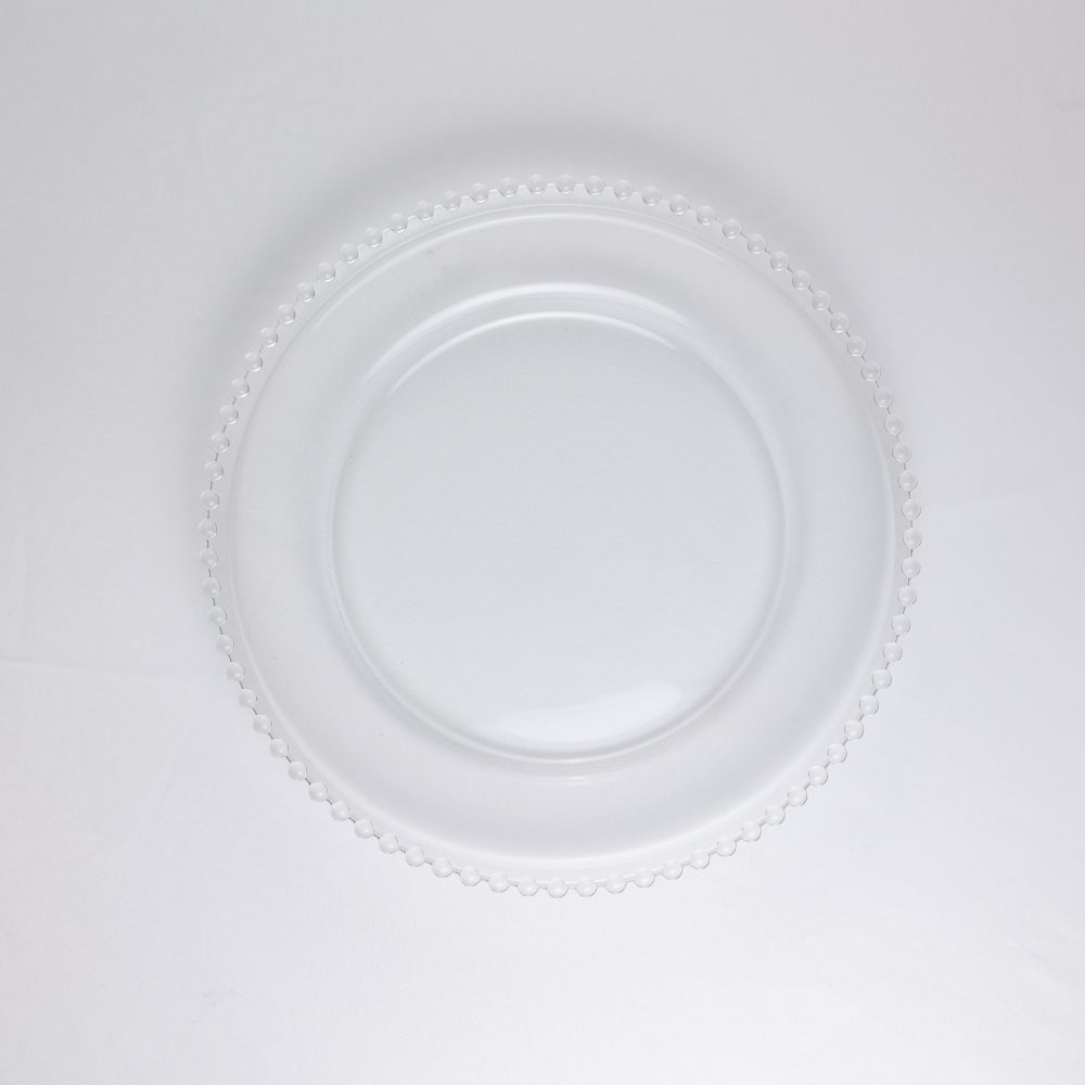 Glass Charger Plate - Clear Beaded Rim