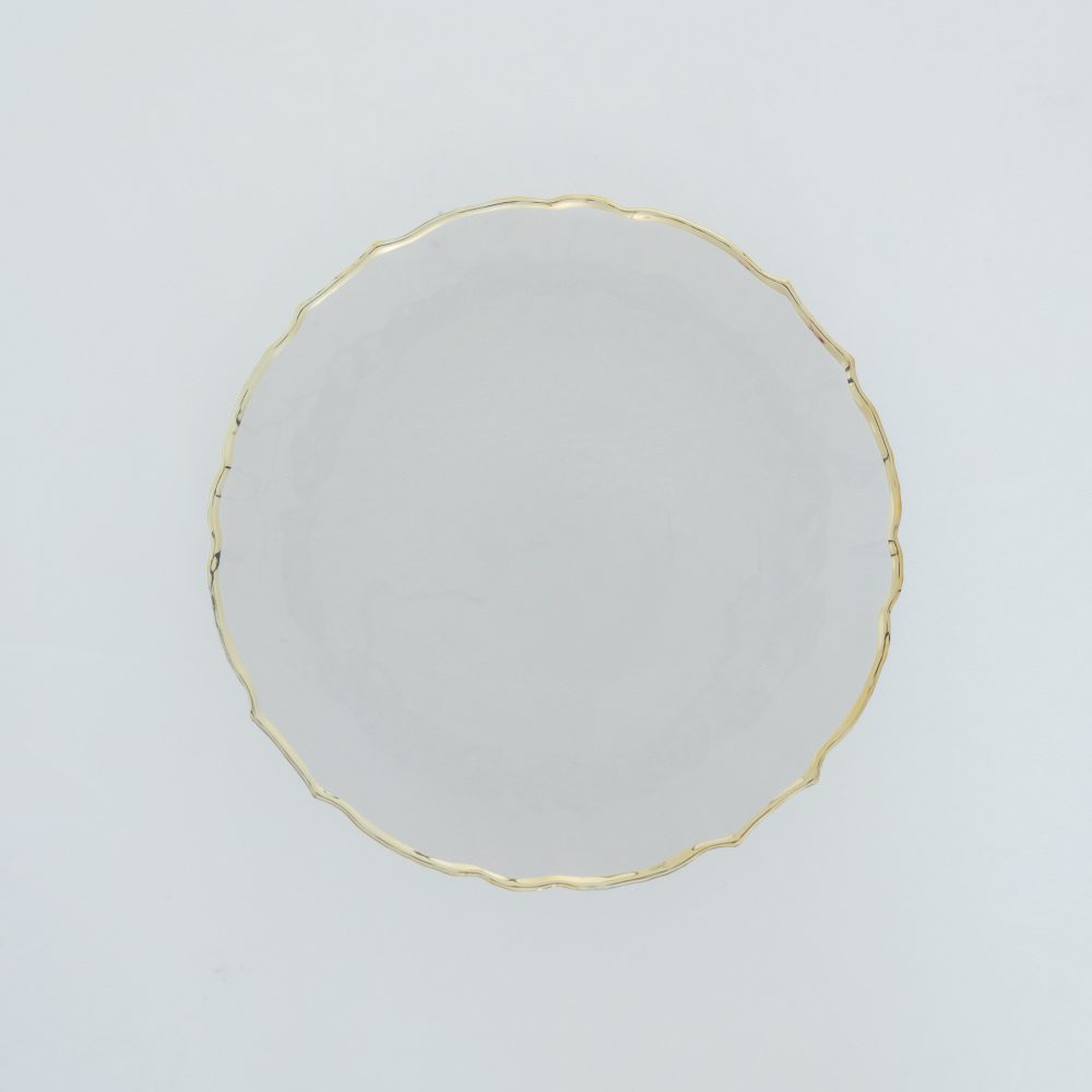 Clear Glass Charger Plate - Gold Scalloped Rim