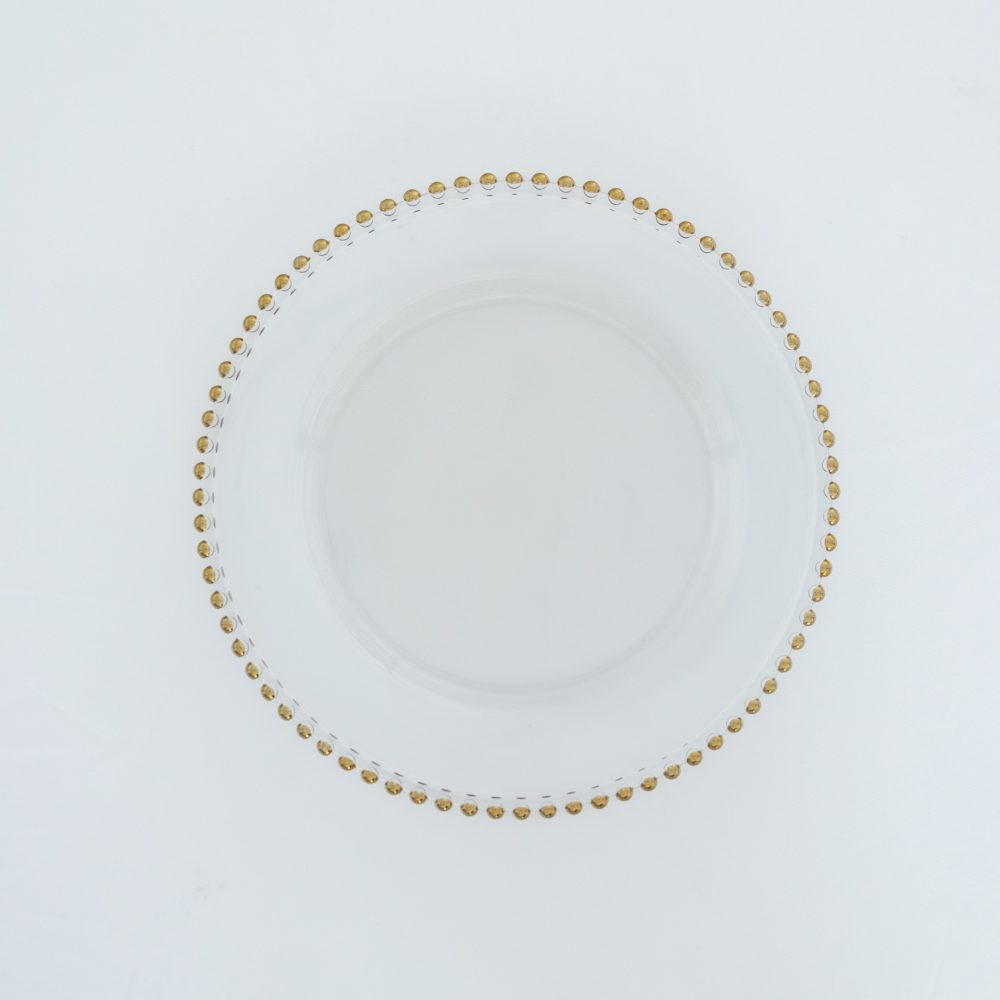 Glass Charger Plate - Gold Beaded Rim