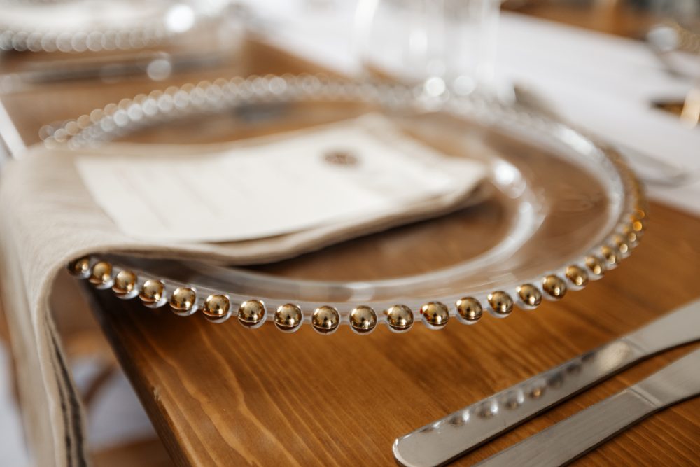Glass Charger Plate - Gold Beaded Rim - Image 3