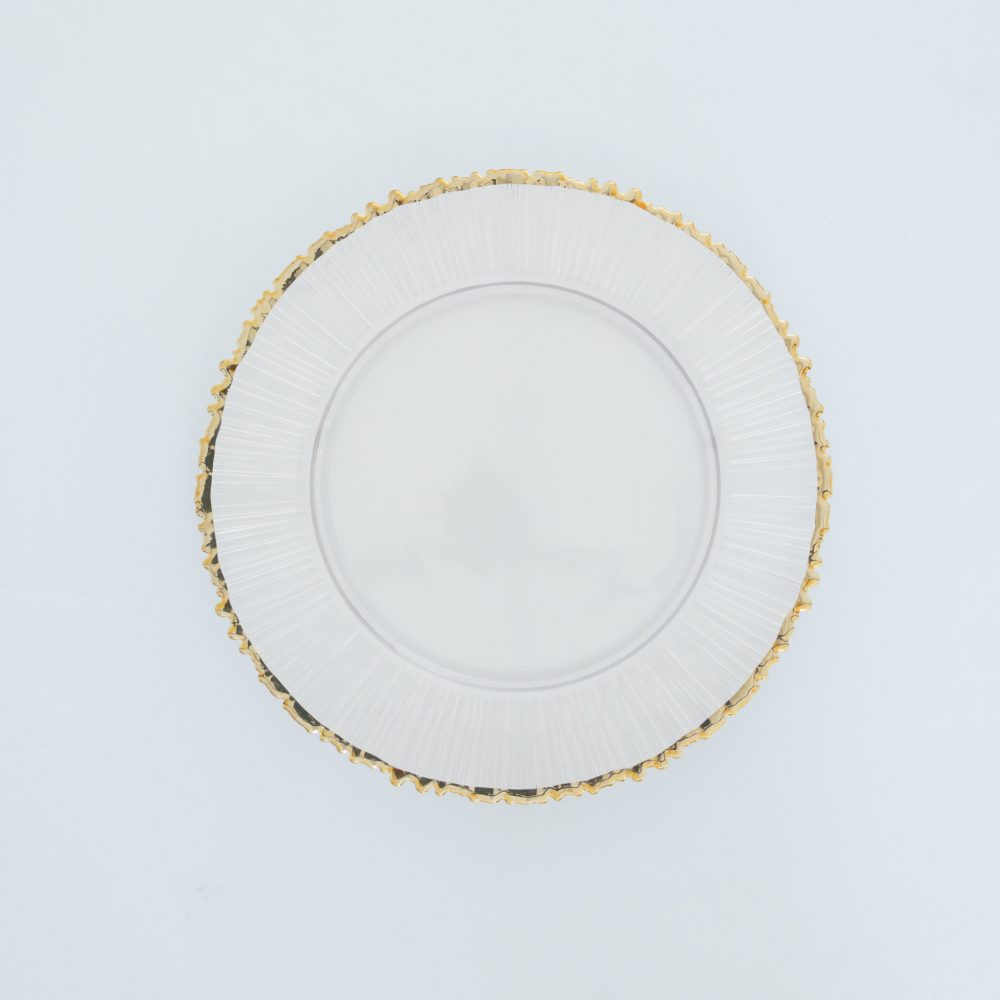 Glass Charger Plate - Ribbed Gold Rim