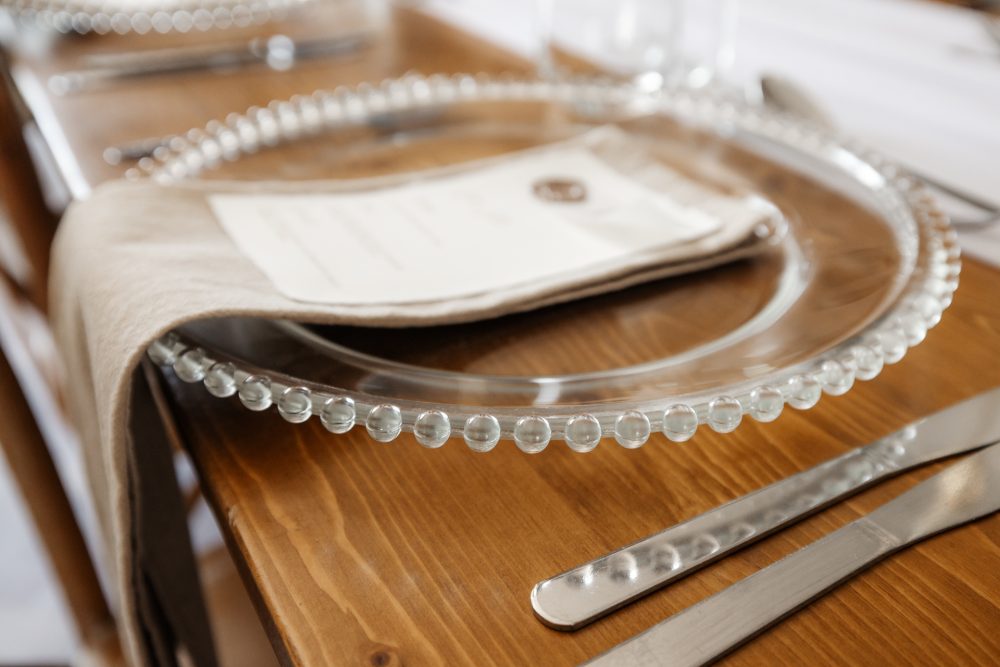 Glass Charger Plate - Clear Beaded Rim - Image 3