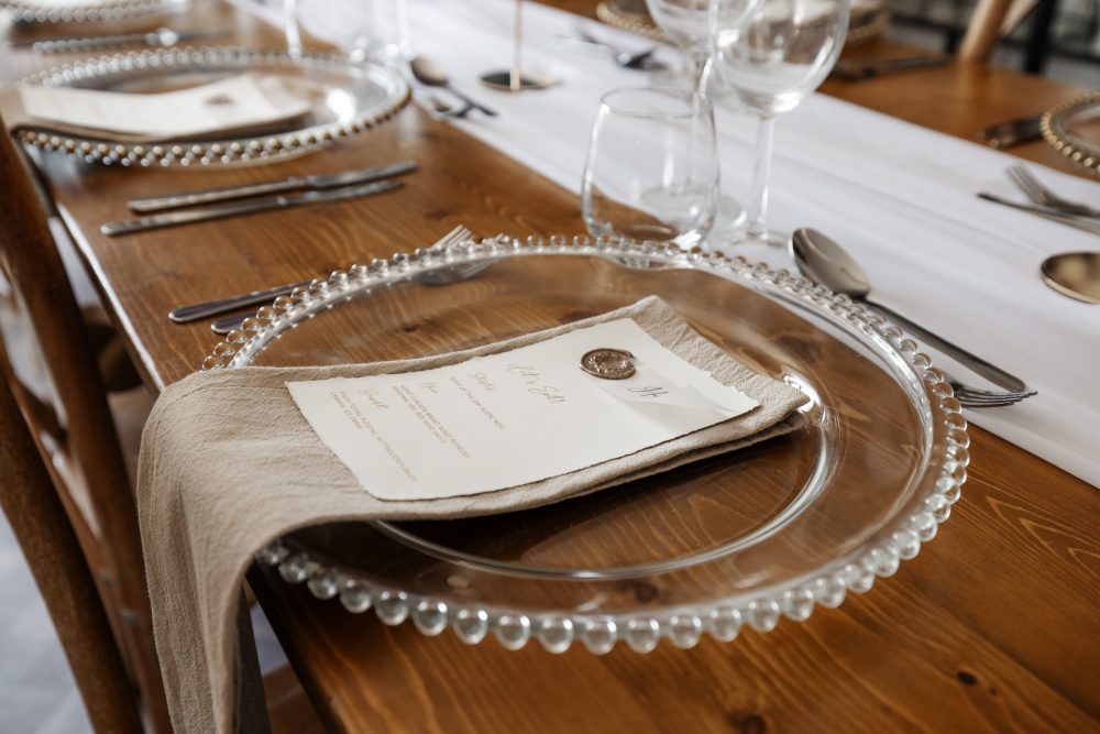 Glass Charger Plate - Clear Beaded Rim - Image 2