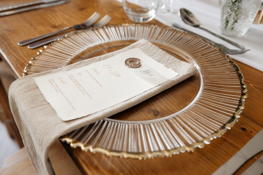 Glass Charger Plate - Ribbed Gold Rim - Image 2