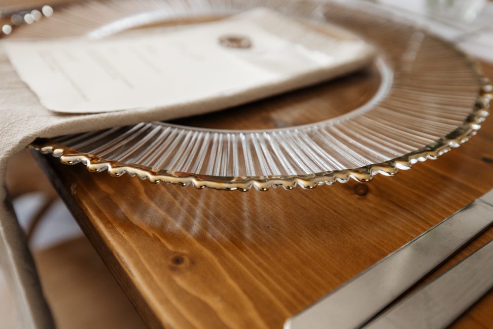 Glass Charger Plate - Ribbed Gold Rim - Image 3