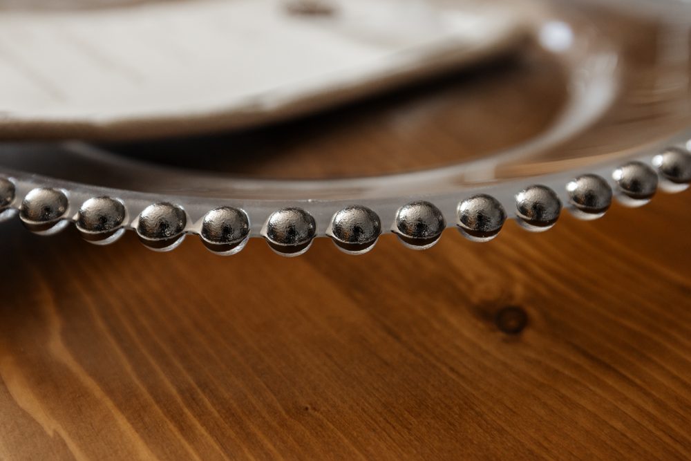 Glass Charger Plate - Silver Beaded Rim - Image 3