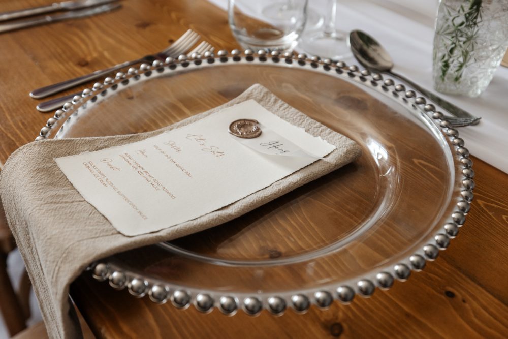 Glass Charger Plate - Silver Beaded Rim - Image 2