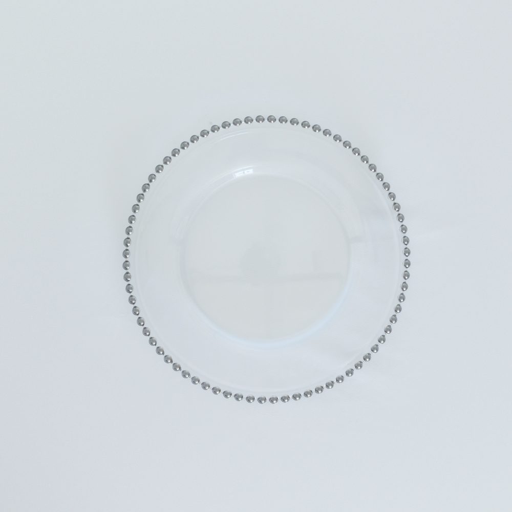 Glass Charger Plate - Silver Beaded Rim
