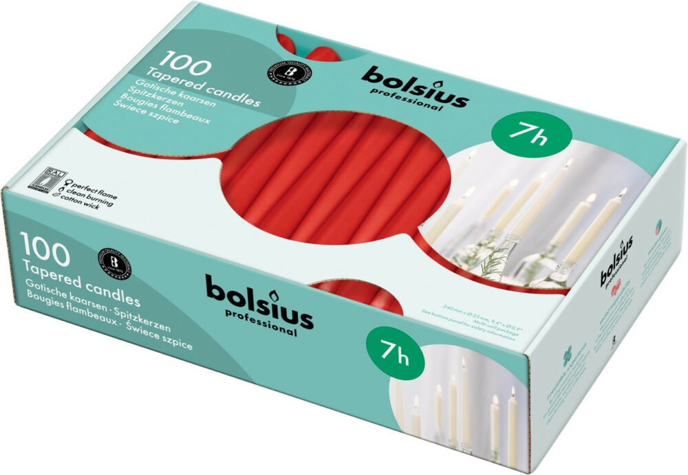 Tapered Candle (Box of 100) Red Professional