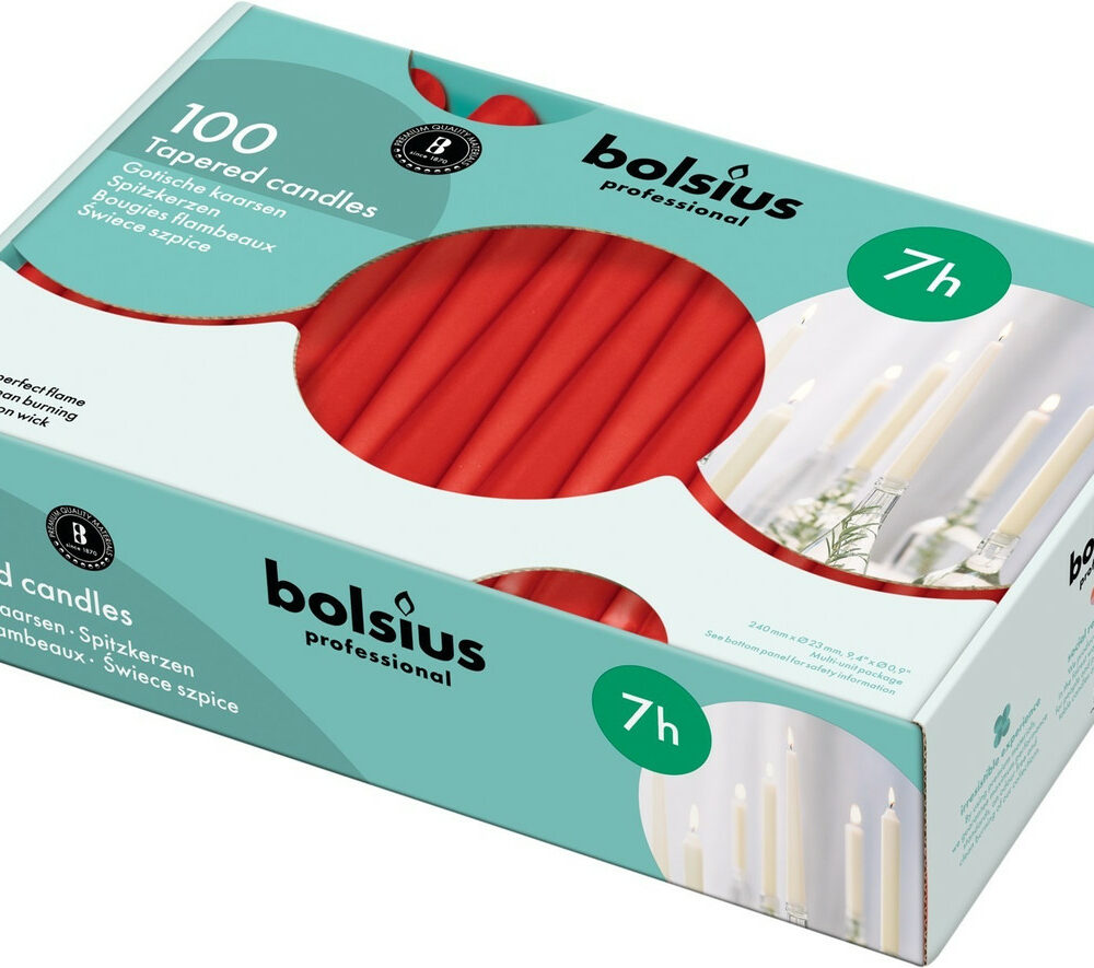 Tapered Candle (Box of 100) Red Professional