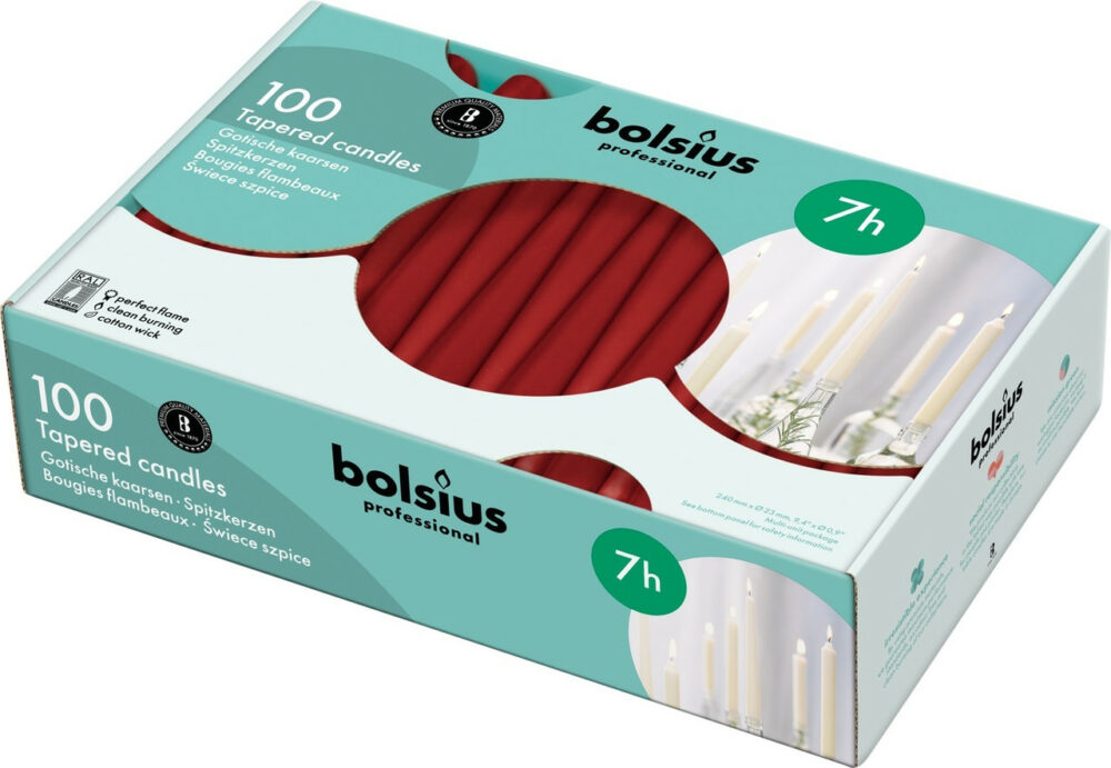 Tapered Candle (Box of 100) Wine Red  Professional